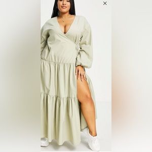 Khaki wrap maxi dress..